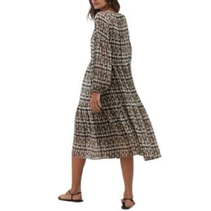 Banana Republic Swing Black Multi Print Lined Midi Dress